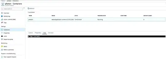 Azure Container Instances logs tab