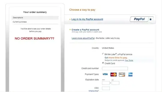 paypal empty order summary