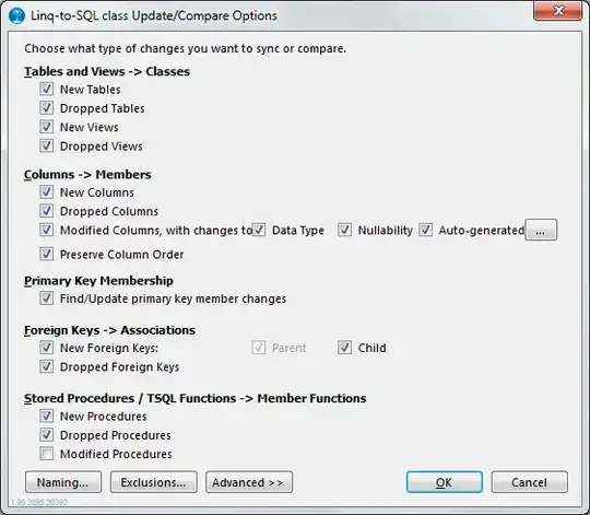sync options dialog