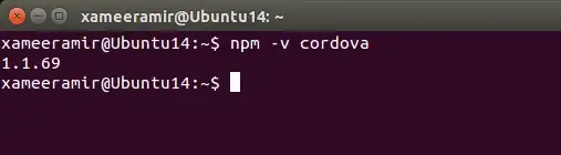 checking node package cordova version