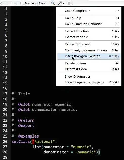 Roxygen skeleton menu image from RStudio
