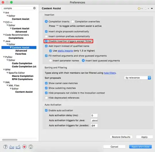 Disable insertion triggers preferences
