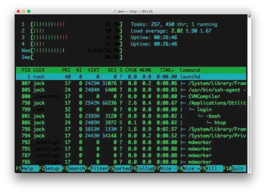 htop on OSX