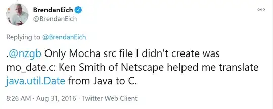 Third Tweet, which says: "Only Mocha src file I didn't create was mo_date.c: Ken Smith of Netscape helped me translate java.util.Date from Java to C."