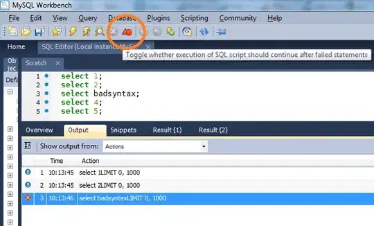 Toggle whether execution of SQL script should continue after failed statements
