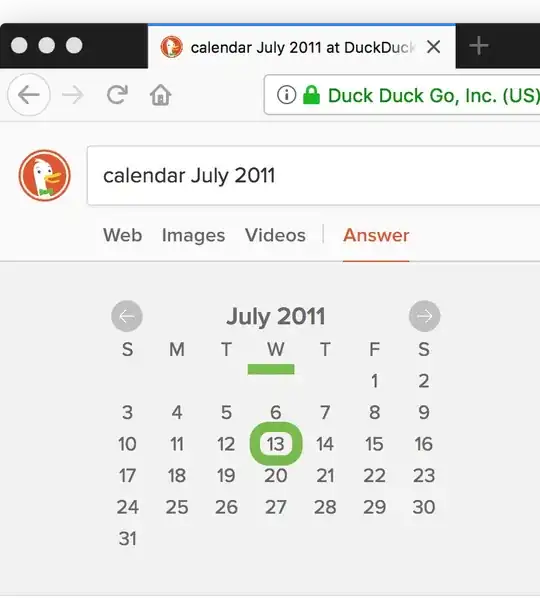 screen shot of July 2011 calendar in Duck Duck Go search engine