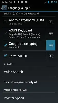 edit Settings of Google Voice typing,