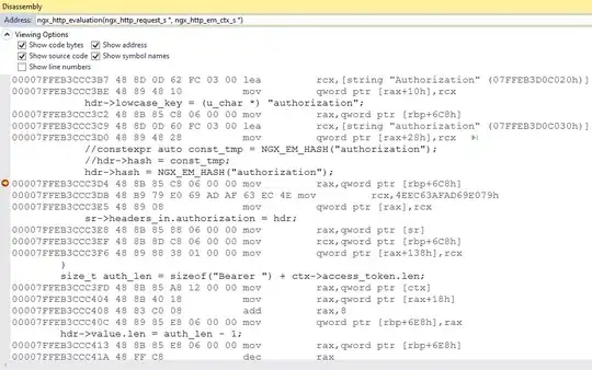 Visual Studio 2017 - Disassembly of ngx_hash in Debug mode