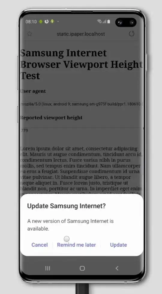 Inconsistent reporting of viewport height in Samsung Internet Browser