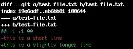 result of just git diff
