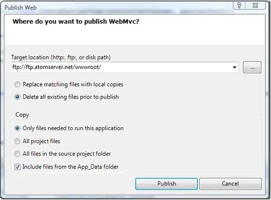 Screenshot of errors