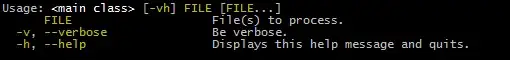 Minimal usage help with ANSI colors