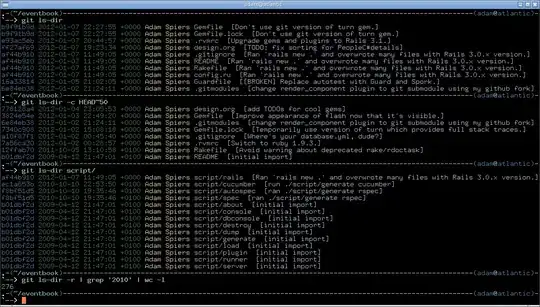 screenshot of git-ls-dir runs