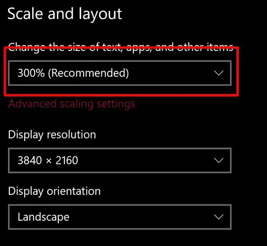 My screen settings