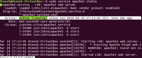 apache2 service status