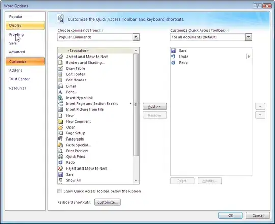 Word 2007 customize screen