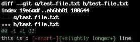 result of git diff --word-diff