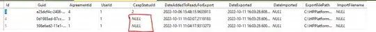 After running handler showing null statuses