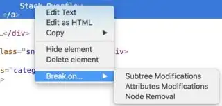 Break on: Subtree & attributes modifications or node removal