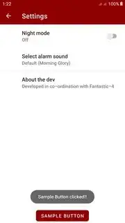 Sample Settings Screen with Button
