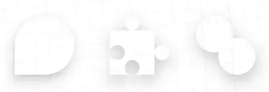 Screenshot of ClippedShadow() with various Shapes made from irregular Paths.