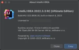 About IntelliJ Screen