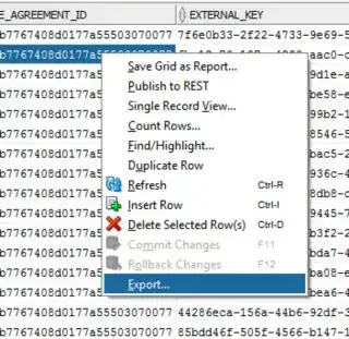 sql developer table data view context menu