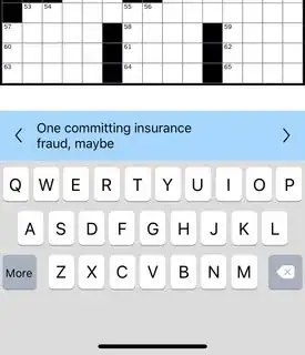 Keyboard on crossword puzzle app