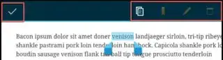 Tap a button from the contextual action bar.