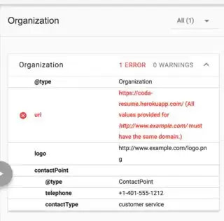 Google SDTT: 1 error