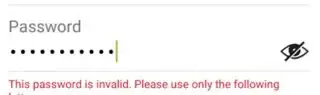 edittext password field with now visible textview