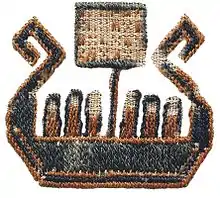 Detail from the Överhogdal tapestry showing viking ship Author: Jämtlands läns museum Jamtli Source: Jämtlands läns museum Jamtli