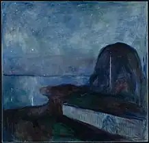 Starry Night, 1893, .mw-parser-output .frac{white-space:nowrap}.mw-parser-output .frac .num,.mw-parser-output .frac .den{font-size:80%;line-height:0;vertical-align:super}.mw-parser-output .frac .den{vertical-align:sub}.mw-parser-output .sr-only{border:0;clip:rect(0,0,0,0);clip-path:polygon(0px 0px,0px 0px,0px 0px);height:1px;margin:-1px;overflow:hidden;padding:0;position:absolute;width:1px}135.6&nbsp;cm ×&nbsp;140&nbsp;cm (53+1⁄2&nbsp;in ×&nbsp;55&nbsp;in), J. Paul Getty Museum