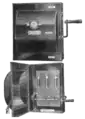 A 1917 Square&nbsp;D enclosed 3-pole safety switch, utilizing cartridge fuses.