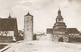 Outer Spitaltor (Spital gate, right)and Inner Spitaltower (watchtower)(Photo before 1896)