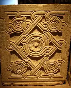 Byzantine interlaces on a slab, 11th century, marble, Byzantine and Christian Museum, Athens