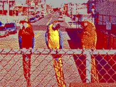 Simulated image as displayed using Tandy  320 × 200 mode with 4 redefinable colors