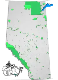 Location and extent of parks in Alberta
