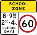 (R4-V105) 60&nbsp;km/h Speed Limit School Zone (used in Victoria)