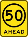 (R4-V108) 50&nbsp;km/h Speed Limit Ahead (used in Victoria)