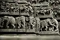 A Close up of decorative moulding frieze on outer wall of mandapa, Chennakeshava Temple, Belur, Karnataka