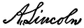 President Abraham Lincoln's signature as it appeared on the United States Patent that restored the Mission property to the Catholic Church in 1862. This is one of the few documents that the President signed as "A. Lincoln" instead of his customary "Abraham Lincoln".&nbsp;