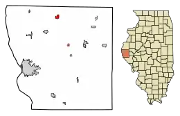 Location of Loraine in Adams County, Illinois.