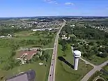 An aerial photo of Greenville, WI looking southeast down Hwy 15