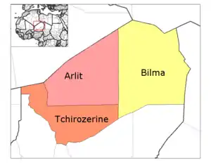 Arlit Department (old borders) location in the region