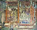 Sibi Jataka: the king undergoes the traditional rituals for renunciants. He receives a ceremonial bath.