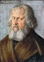 Portrait of Hieronymus Holzschuher, 1526, oil and paint on limewood, 51&nbsp;×&nbsp;37&nbsp;cm, Gemäldegalerie, Berlin (557E)
