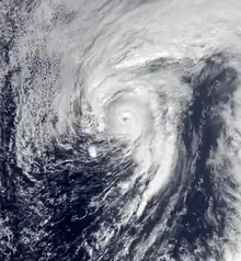 Satellite image of a well-defined hurricane near the Azores on January 14