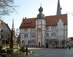 Alfeld town hall, behind St.&nbsp;Nicolai