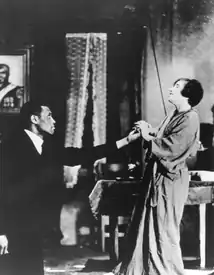 Scene in All God's Chillun Got Wings in which Paul Robeson kissed Mary Blair's hand, attracting national interest.